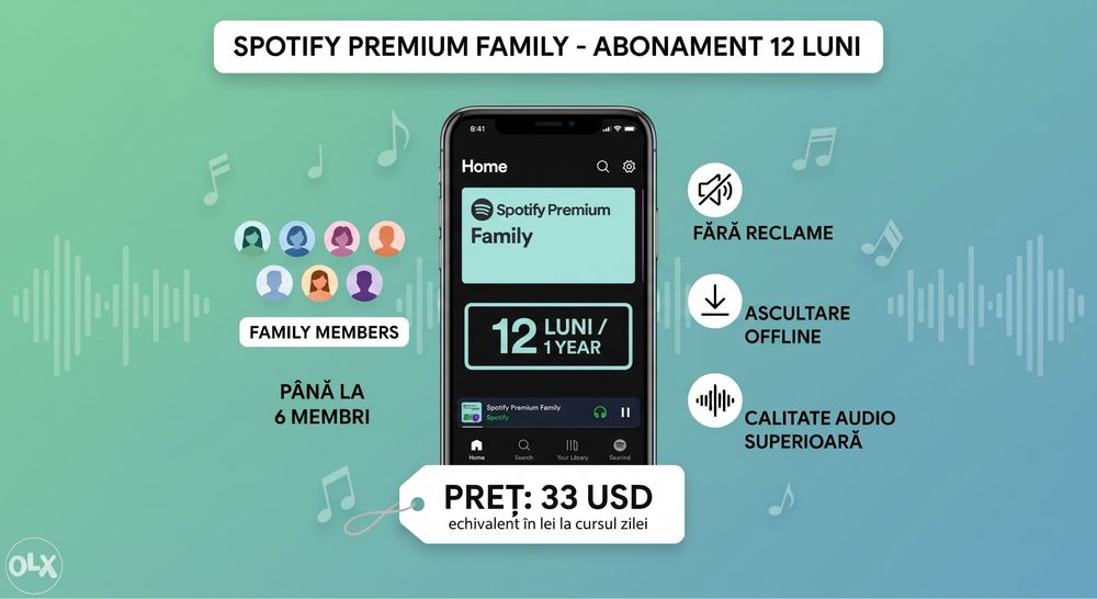 SPTFY muzica - Abonament 12 Luni Cont Personal / Upgrade
