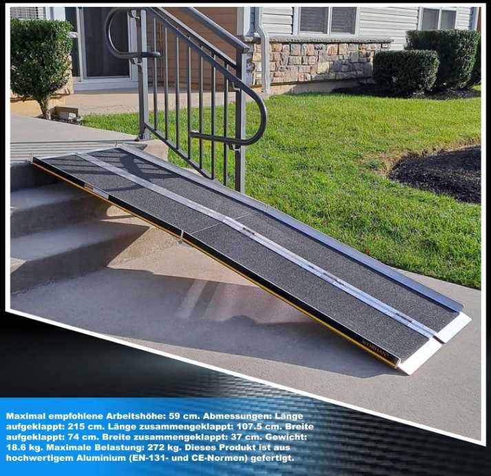 Rampa pliabila pentru scaune cu rotile Worhan 215cm