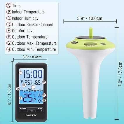 Termometru de piscină Raddy PT-5 Wi-Fi ,solar