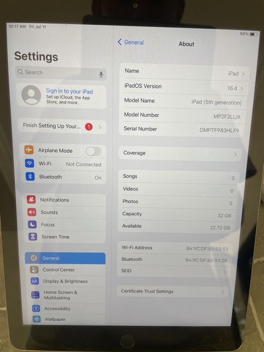 Ipad 5 + Karobka Dokument .32gb , 128gb.  96% yomkost zaryad