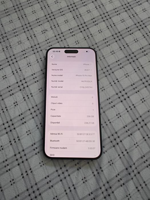 iPhone 15 Pro Max 256GB 91% viața bateriei