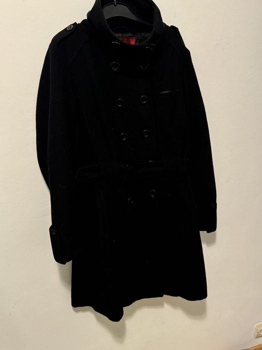 Palton negru cu 2 randuri de nasturi