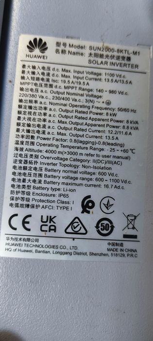 Invertor Huawei SUN2000-8KTL-M1 + Smart meter + Smart dongle WIFI/Ethernet