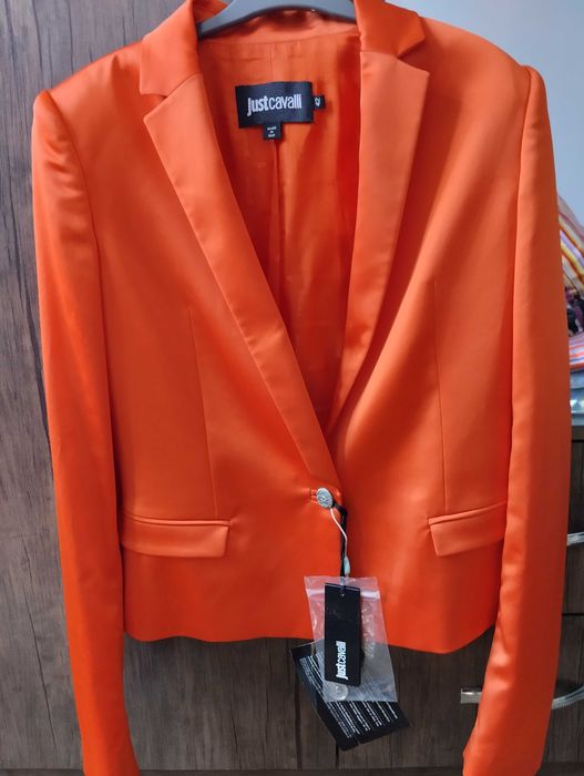 Новый брендовый пиджак от Кавалли, размер 44, яркий цвет, женский