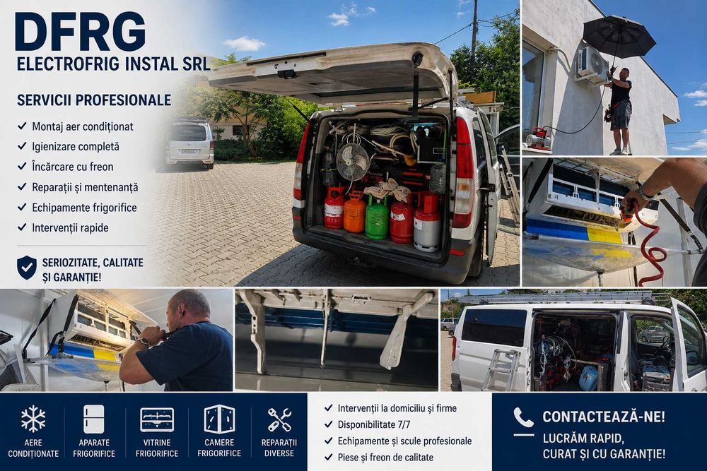 Instalare aer conditionat ,Reparatii ,Igienizari ,Incarcare freon, Climatizare ,frigotehnist vitrine frigorifice
