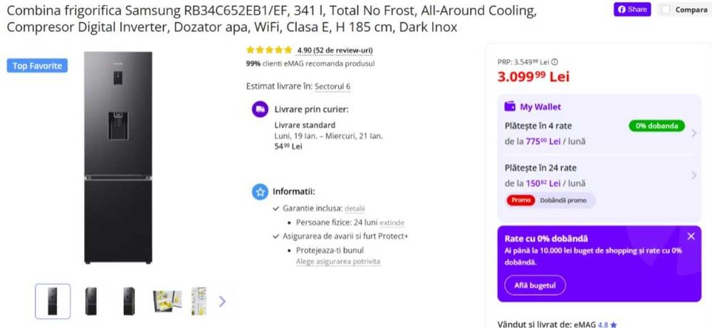 Combina frigorifica Samsung RB34C652EB1/EF