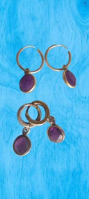 Cercei veriga cu piatra ametist fatetat doua perechi diferite