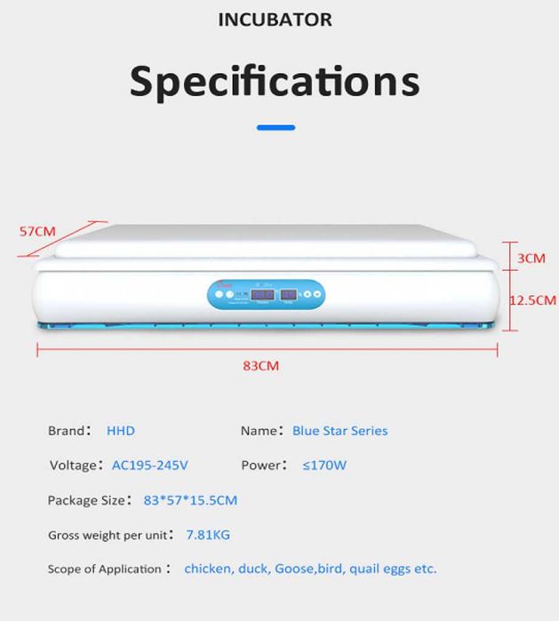 Инкубатор за 120 яйца с микрокомпютър и автоматичен контролер