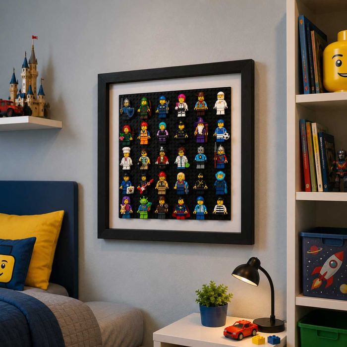 Ramă lemn figurine LEGO minifigures – cadou pt colecționari