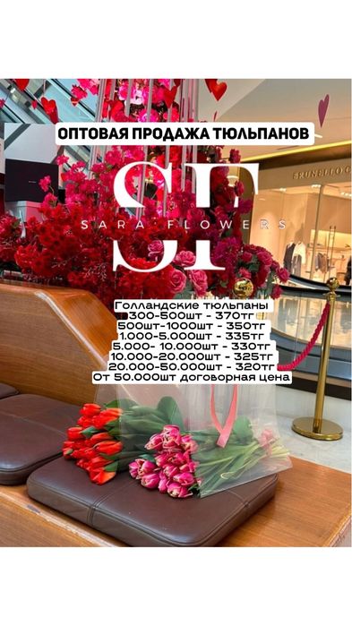 Тюльпаны оптом на 8 марта Алматы