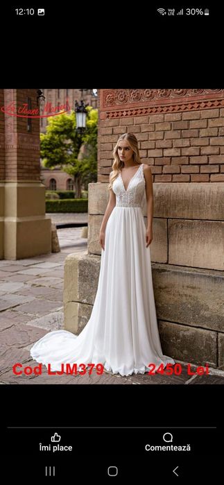 Rochie de mireasa La Jeune Mariee în stil grecesc  și Costum mire