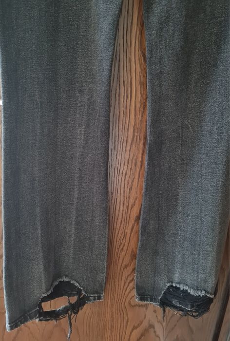 Дънки, сиво-черни, широки