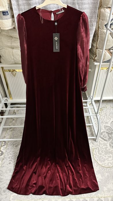 Платье бордовый с ремнем