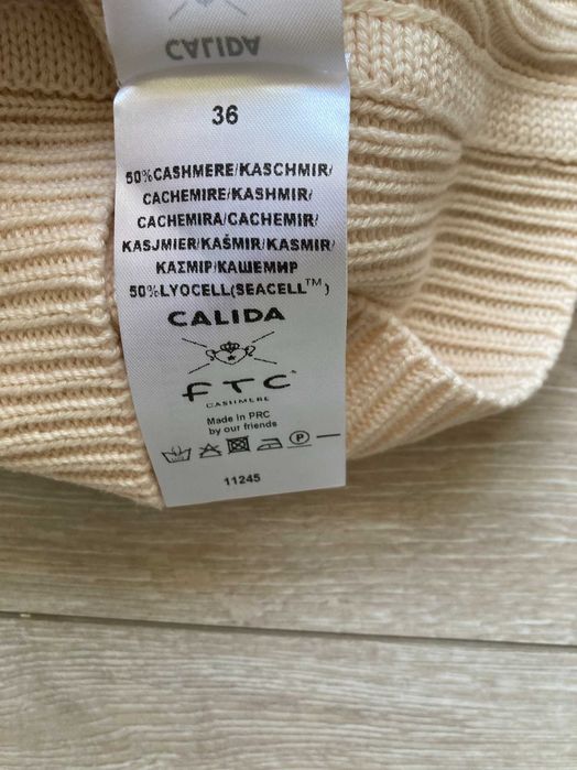 FTC X CALIDA 50% Cashmre 50% Lyocell дамски потник пуловер кашмир и лиосел размер 36