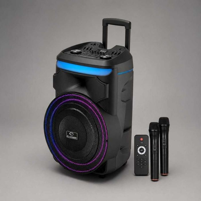 Нова Cobra 1801 4600W брутална мощ! 18" бас, 15000mAh батерия + 2 безжич микрофона Гаранция 24 месеца. Огромна батерия за 10 часа купон,