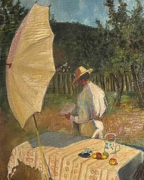 Tablou VECHI, semnat, Ulei pe carton, 60x50cm+rama