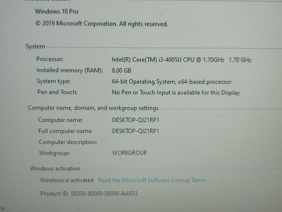 Laptop Fujitsu Siemens A514- i3-4005u/8gb RAM/ 320gb/ Baterie 2h