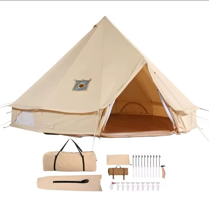 Cort 4 anotimpuri 9mp cu stalp Canvas Bell Hot tent Camping Vanatoare