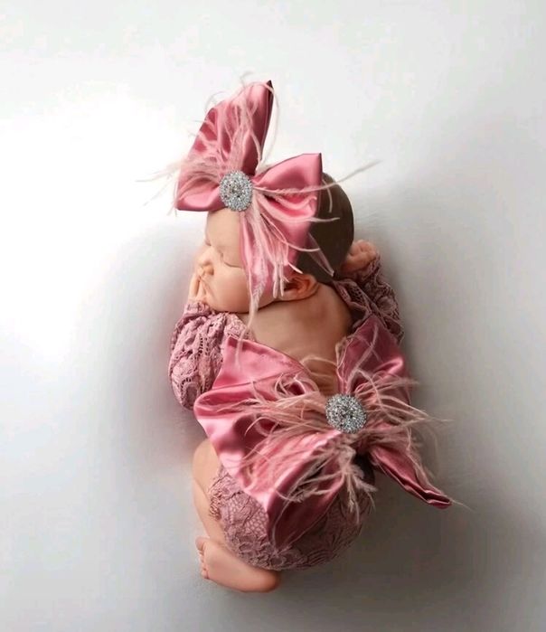 Бебешки розов комплект за новородени за фотосесия