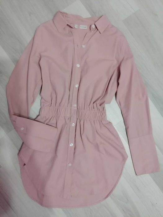 Cămașă cu talie elastică, roz pudră, măr. S