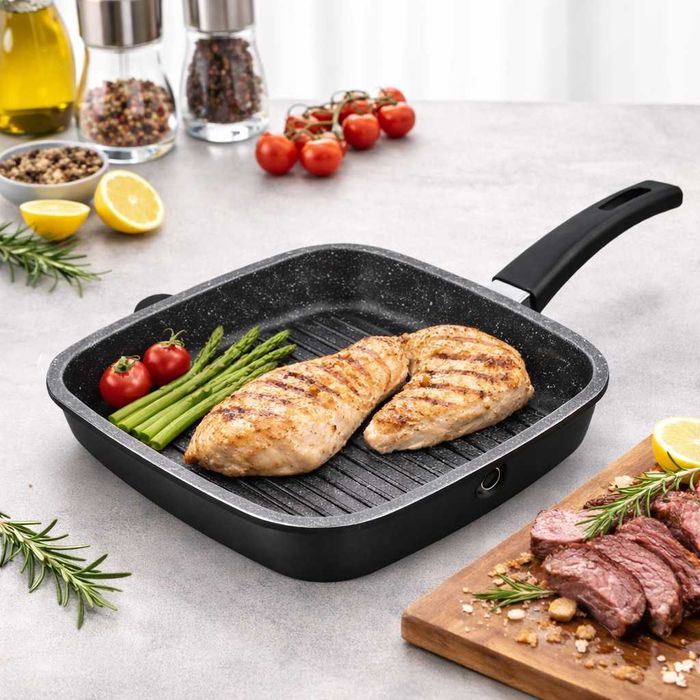 Tigaie grill patrata Royalty Line 24 cm fara capac