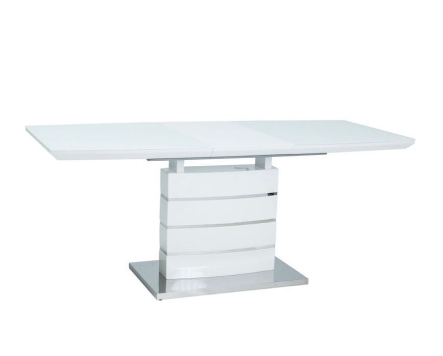 Разтегателна трапезна маса бял мдф гланц