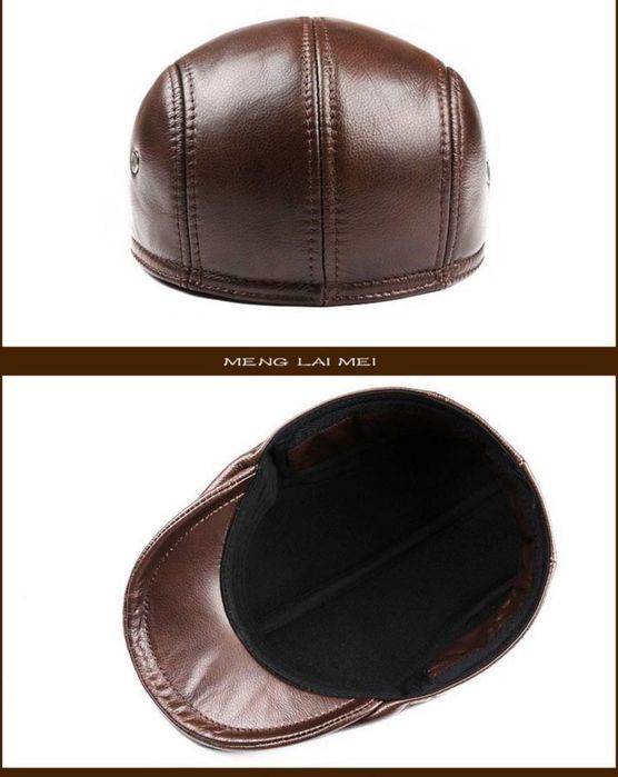 Мужская кепка шапка козырек из натуральной кожи мужской табий кожа хак