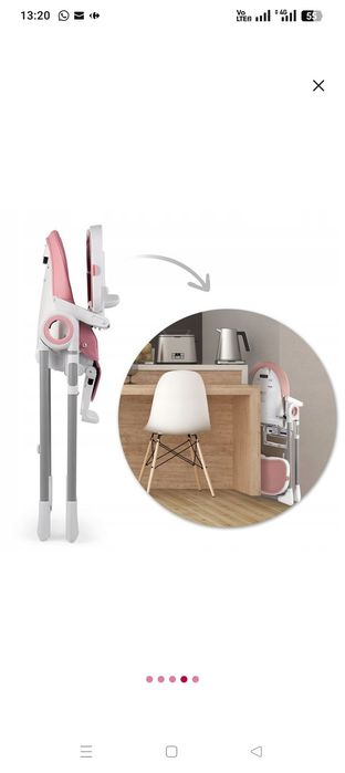 Scaun de masa bebe nikudo roz