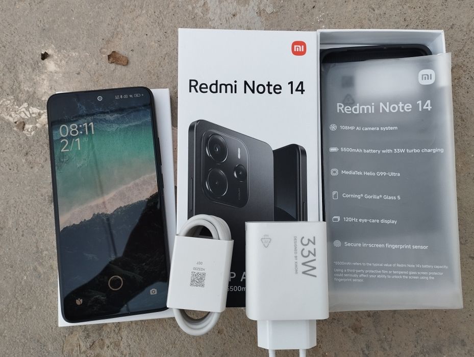 Redmi note 14 8/128 2kun ishlarilgan pachka telefon