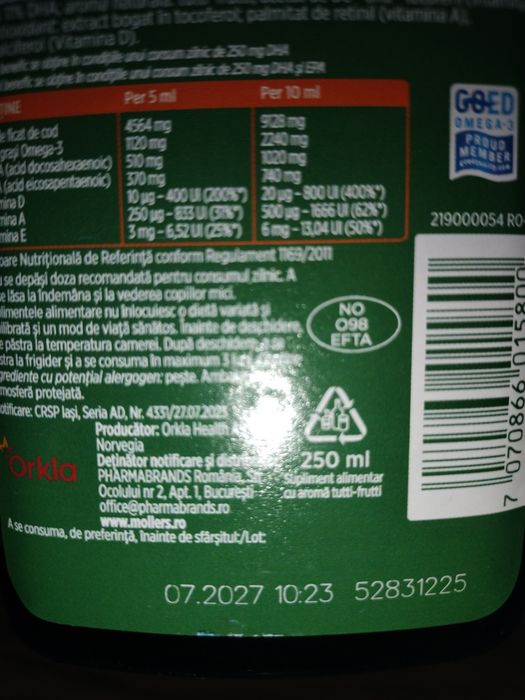 Ulei de peste Omega 3 Moller's NOU