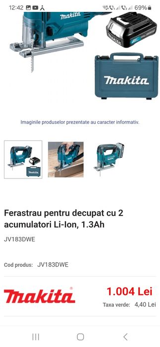 Fierăstrău pendular 18v Makita JV183DWE, cu garanție