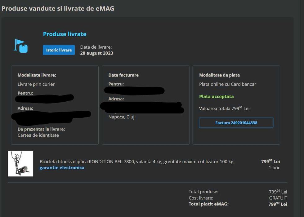 Eliptica KONDITION BEL-7800 greutate maxima 100 kg | Grigorescu