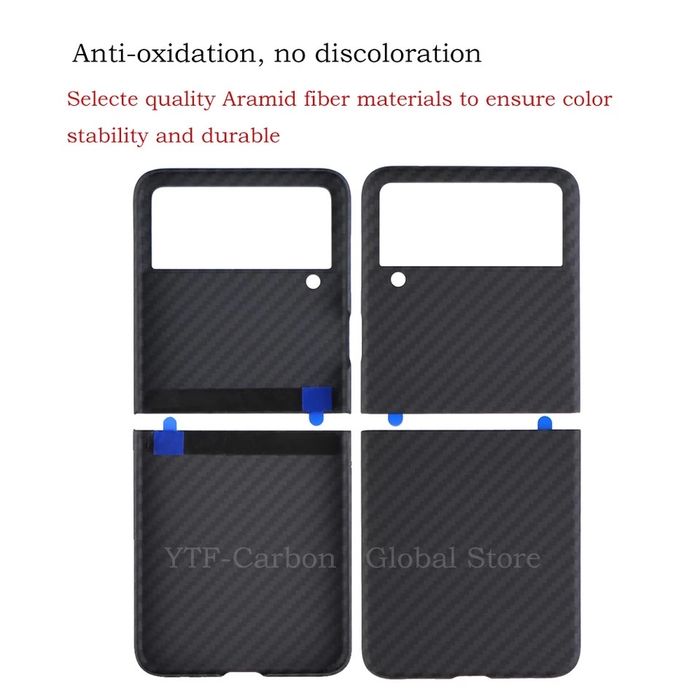 Samsung Z FLIP 3 4 5 - Husa Ultra Slim Din Fibra de Carbon Fata Spate