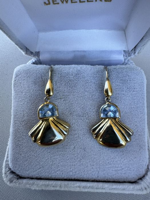Cercei argint suflati cu aur si cubic zirconia