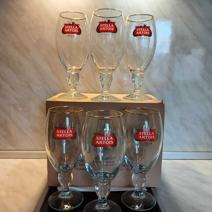 Чаши за бира Stella Artois!  0.330 мл.0.500мл.   НОВИ!!  6 броя 20 евро!