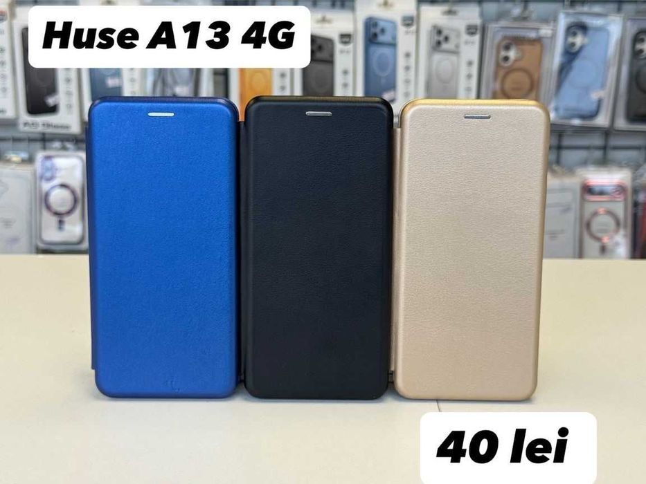 Husa piele ecologica tip carte, folie, cablu, incarcator Samsung A13
