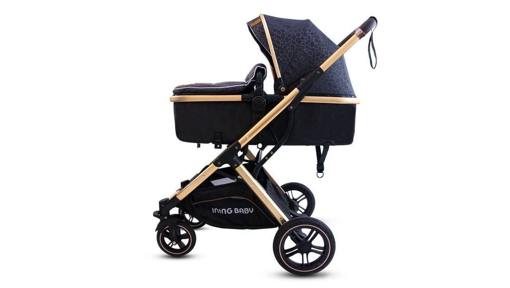Коляска 2 в 1 премиум с золотой рамой