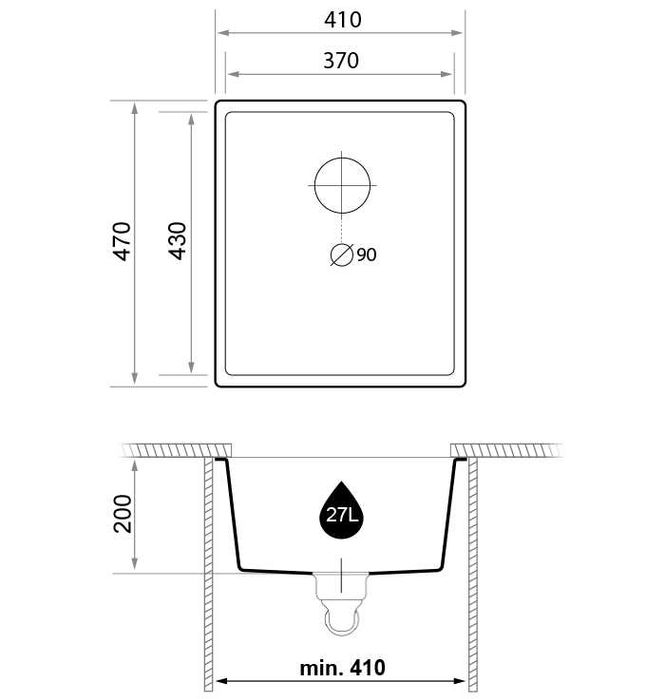 ПРОМО Кухненска Мивка от гранит за вграждане под плот Лондон 45