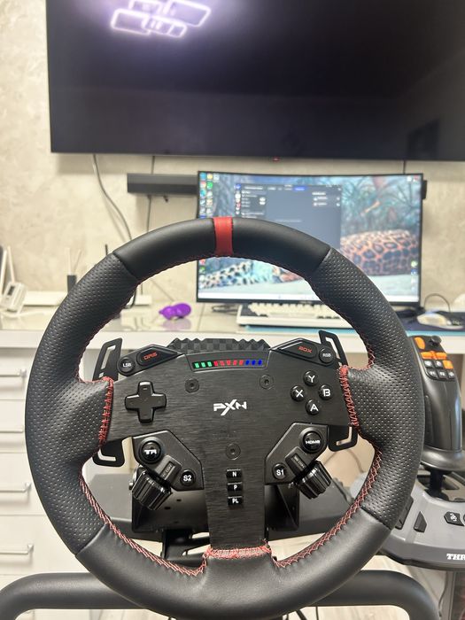 Volan Gaming PXN VD4 Bundle cu Stand NEXT LEVEL RACING Wheel Stand Lite 2.0 si JoyStick THRUSTMASTER SimTask FarmStick