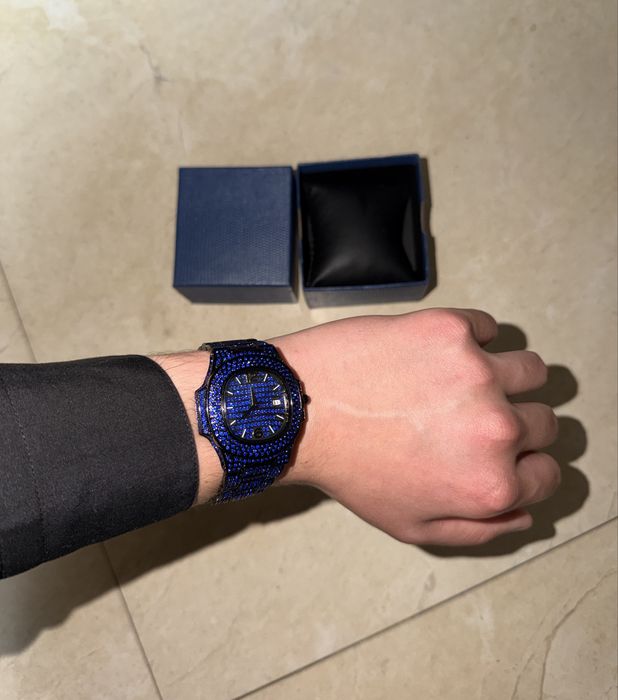 Ceas cu diamante / iced out / ceas cu cristale / safire albastre patek