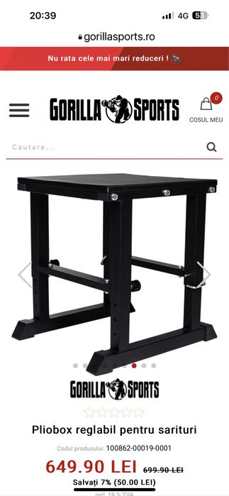 Pliobox eglabil pentru sarituri 5 inaltimi reglabile de la 45 la 65 cm