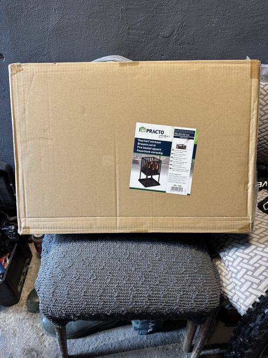 Coș de foc pătrat Practo Garden - 32 x 32 x 55 cm - Negru