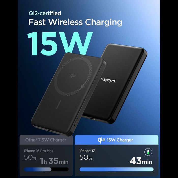 Външна Магнитна Батерия Spigen Essential Qi2 MagSafe Power Bank 5000mAh 22.5W
