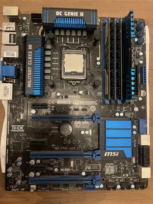 Placǎ de bazǎ MSI Z77A-GD65 cu procesor i5(+32Gb Ram)+cooler Corsair