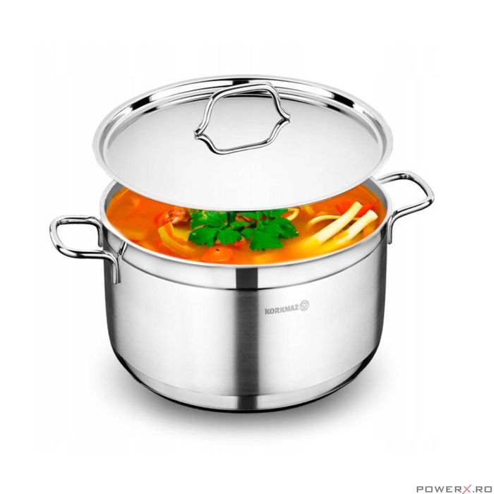 Oala cu capac din inox, 28X14cm 8.5litri, compatibila cu toate