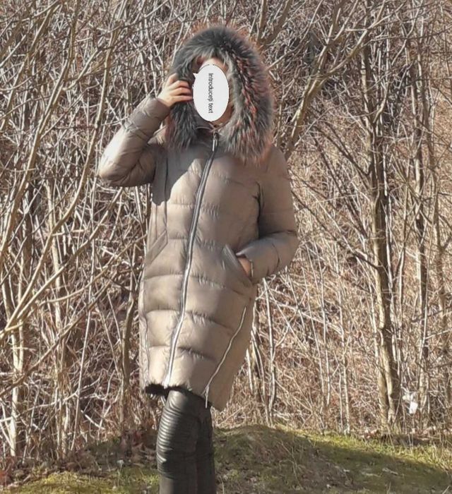 Geacă de iarnă, cu guler din blaniță