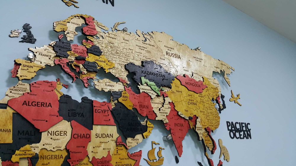 3D Yog‘och Dunyo Xaritalari, 3d karta mira, 3д карта мира