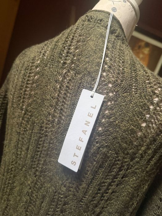 Cardigan lung tricotat Stefanel, lana si alpaca, S/M/L