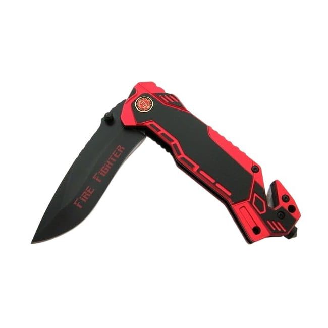 Briceag vanatoare Firefighter Rescue, 23 cm, otel, rosu, husa inclusa