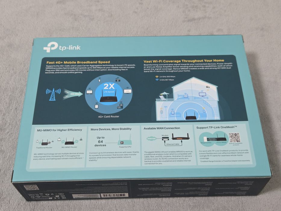 Router TP-Link Archer MR500 4G+ LTE AC1200 Dual Band – ca nou, cutie